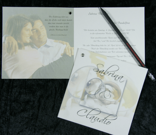 Beispiel: Hochzeitskarte, Foto: Print & Design Factory.