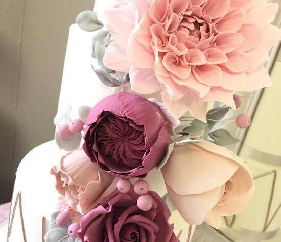 Exclusive sugar flowers wedding cake