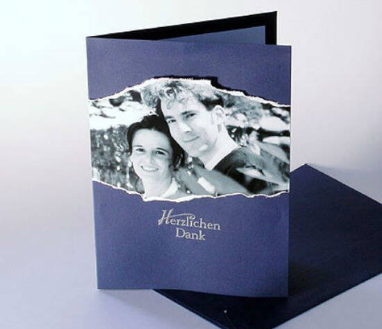 Beispiel: Dankeskarten zur Hochzeit, Foto: Karten und mehr.