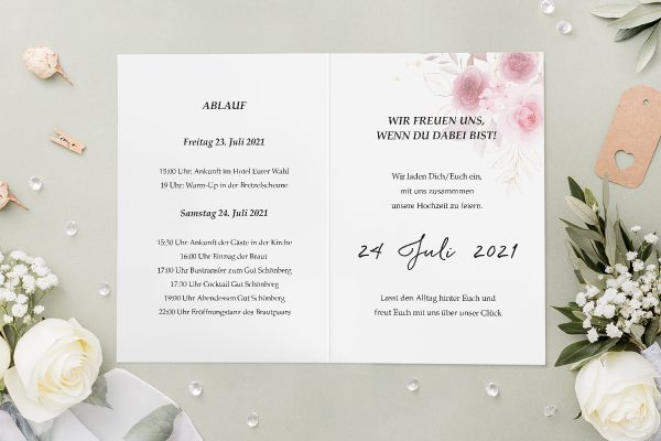 Hochzeitseinladungen Hochzeitseinladungen Minimalistischer Kranz Zart Rosa