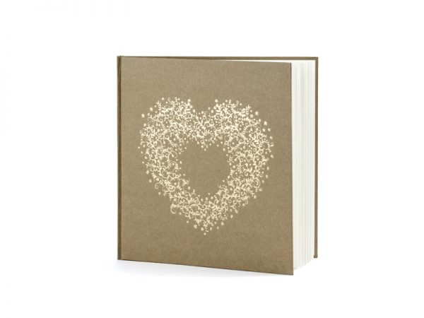Gästebuch Hochzeit Signaturbuch Herz aus goldenen Sternen Braun Farbe