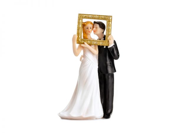 Cake Topper Cake Topper Newly-weds in einem goldenen Fotorahmen
