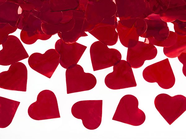 Hochzeitsdeko Konfettikanone mit roten Herzen 40cm