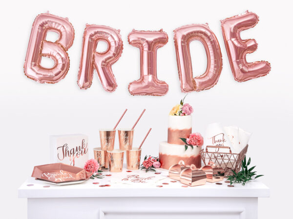 Junggesellinnenabschied Deko Weiße Papierservietten für die Hochzeitsparty: "Bride to Be" Farbe Rose Gold