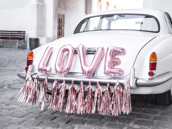 Autoschmuck Rose Gold Bridal Car Kit: "Love" Folie Hochzeit Ballons, Hochzeit Ballons und Girlande