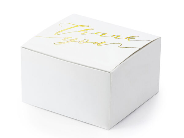 Beutel und Schachteln Dankeschön" Weiße quadratische Dankeschön-Box aus Karton: 10 Stück.