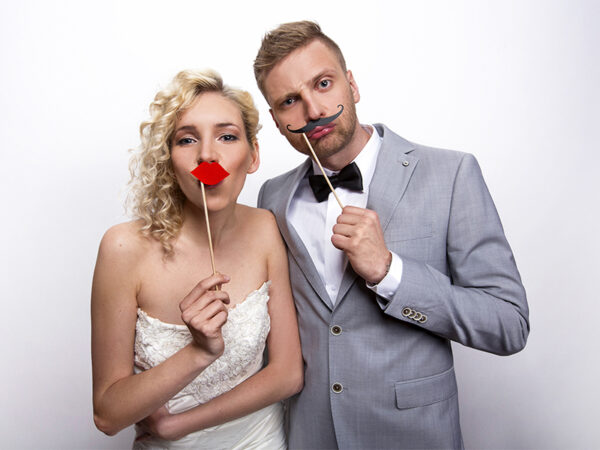 Foto Zubehör Junggesellinnenabschied Hochzeits-Fotocall-Requisiten in Rot mit Stick: 6 Stück "Lippen".