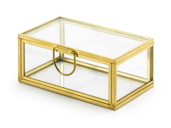 Hochzeitsdeko Kristall und vergoldetes Glas Ring-Halter Box