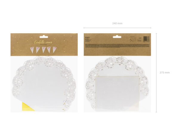 Hochzeitsdeko Pappkegel für Konfetti Weiß Farbe: 10 Stück.