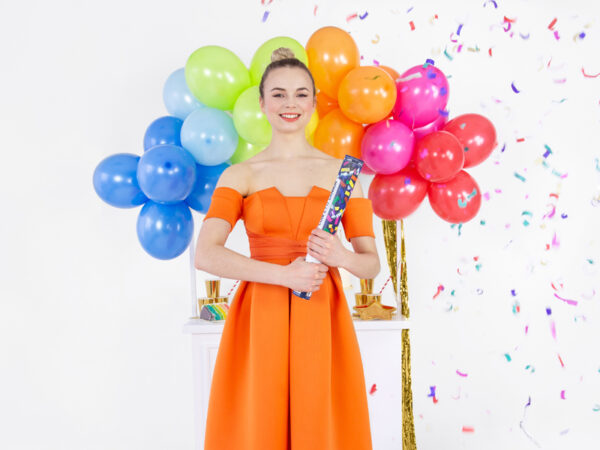 Geburtstagsdeko Hochzeitskanone: Metallische Luftschlangen und farbiges Papierkonfetti