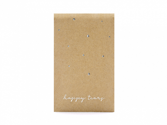 Brautaccessoires Einwegtücher im Kraftpapierumschlag mit silberner Aufschrift "Happy Tear": 10 Stück.