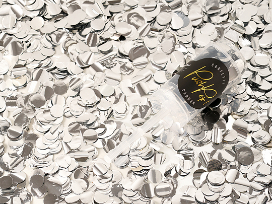 Deko Taufe Push Pop Metallic Konfettikanone: Farbe Silber