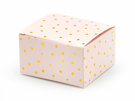 Babyshower Pinke quadratische Pappschachtel mit goldenen Tupfen: 10 Stück